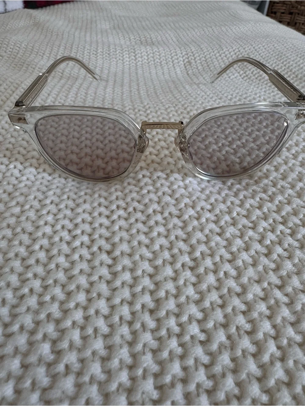 Prada Clear Frame Unisex Glasses with Gold Bridge